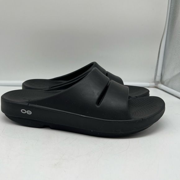 OOFOS OOAAH Unisex Womens 10 Mens 8 Black Slide Sandals Comfort Recovery Used - Picture 3 of 8